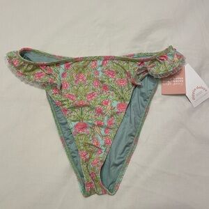 NWT Dippin' Daisy's Floral Pink & Green Bikini Bottom